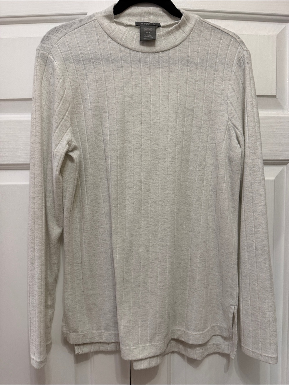 Matty M Cream Ribbed Mock Neck Sweater